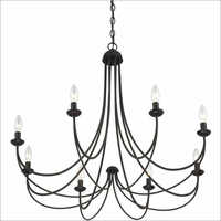 Wrought Iron Chandelier - 24 Inches Diameter, 22 Inches Height | Black Finish, 6 Standard A19 Lights, 15 Pounds