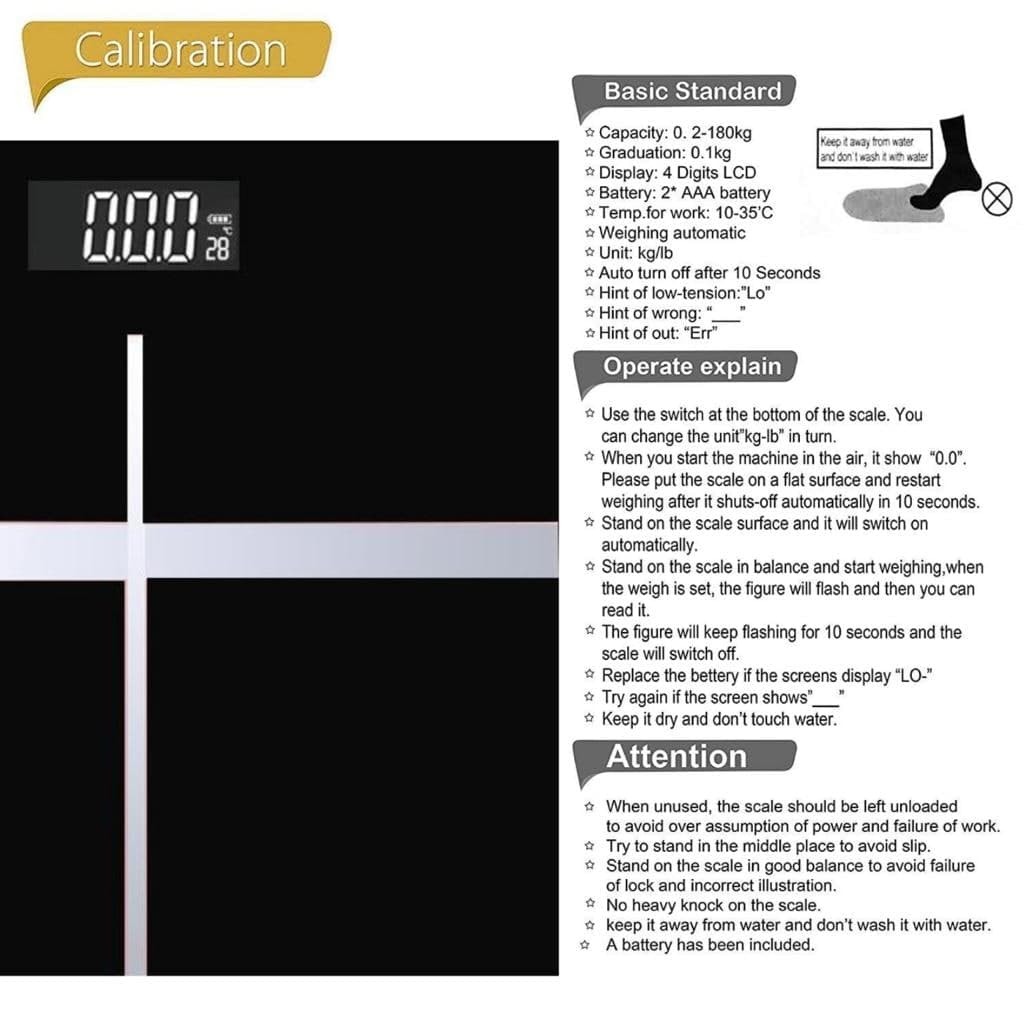 LCD DISPLAY BATHROOM GLASS WEIGHT SCALE