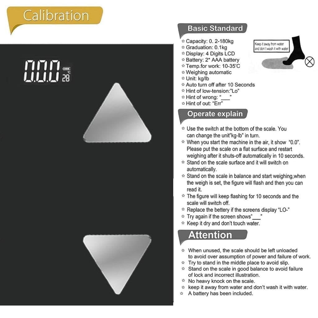DIGITAL BLACK PERSONAL WEIGHT BATHROOM SCALE