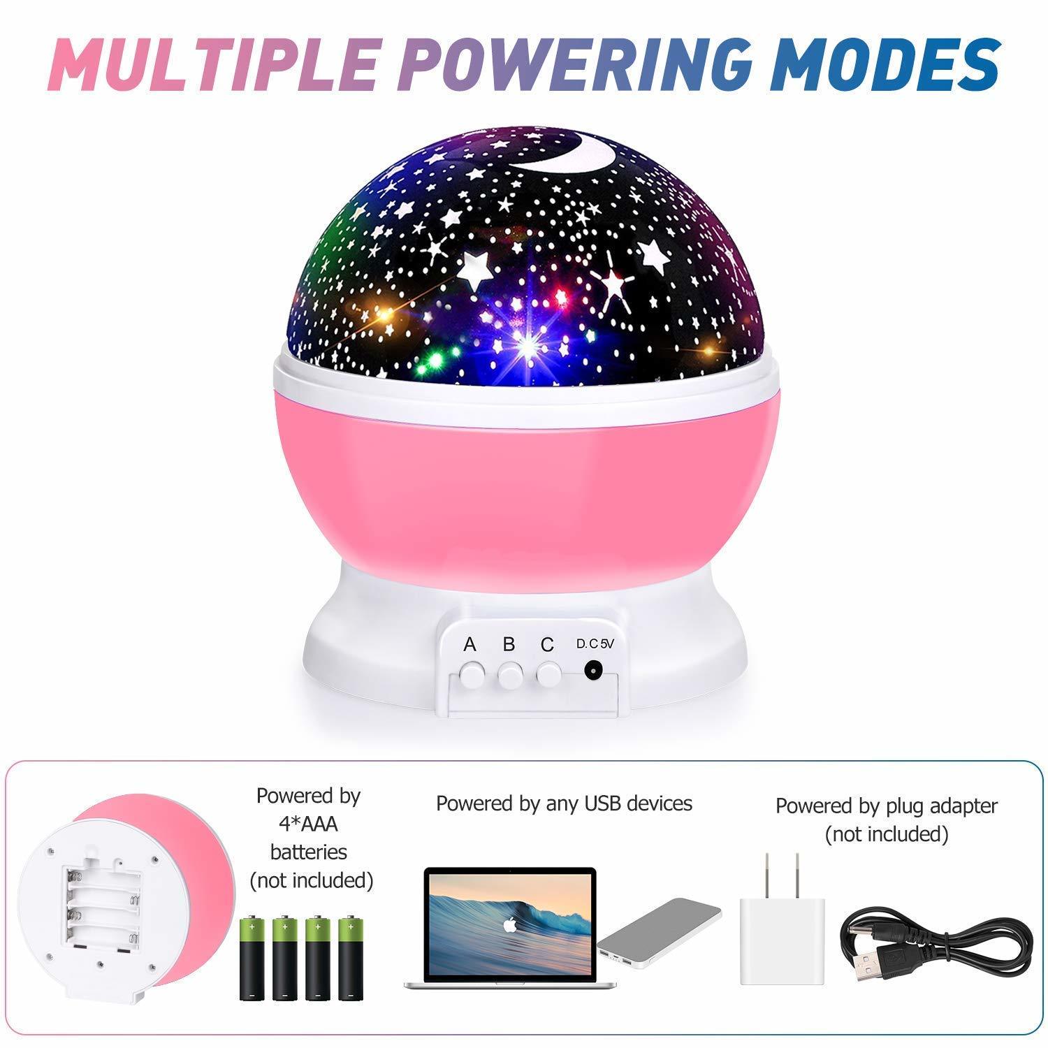 Star Master Rotating 360 Degree Moon Night Light Projector With Colors and USB Cable