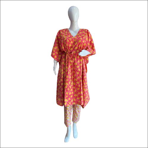 Ladies Cotton Kaftan - Casual Dress , Washable Fabric for All Season Wear