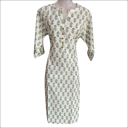 Ladies Cotton Printed Kurti - Lightweight Cotton, Casual Fit, Colorful Patterns | Washable, Suitable for Rainy, Spring, Summer, and Winter Seasons