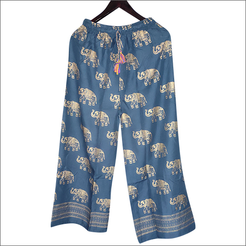 Ladies Gold Print Palazzo - Lightweight Cotton Blend | Washable, Casual Dress Type, All-Season Versatility, Elegant Printed Pattern