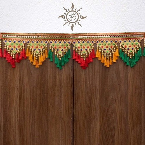 Traditional Kutchi Embroidary Cotton & Silk Lances Toran (3 Feet)