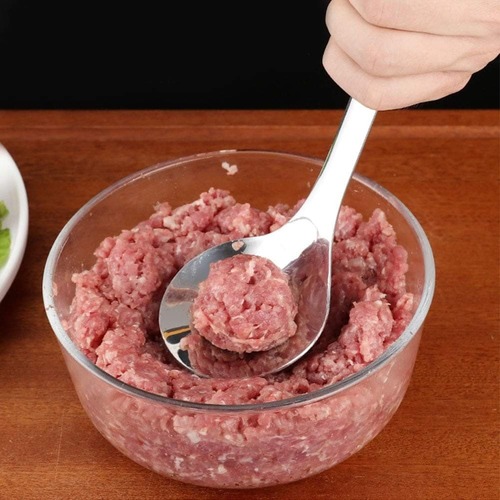 NON-STICK STAINLESS STEEL MEATBALL SPOON WITH HOLE
