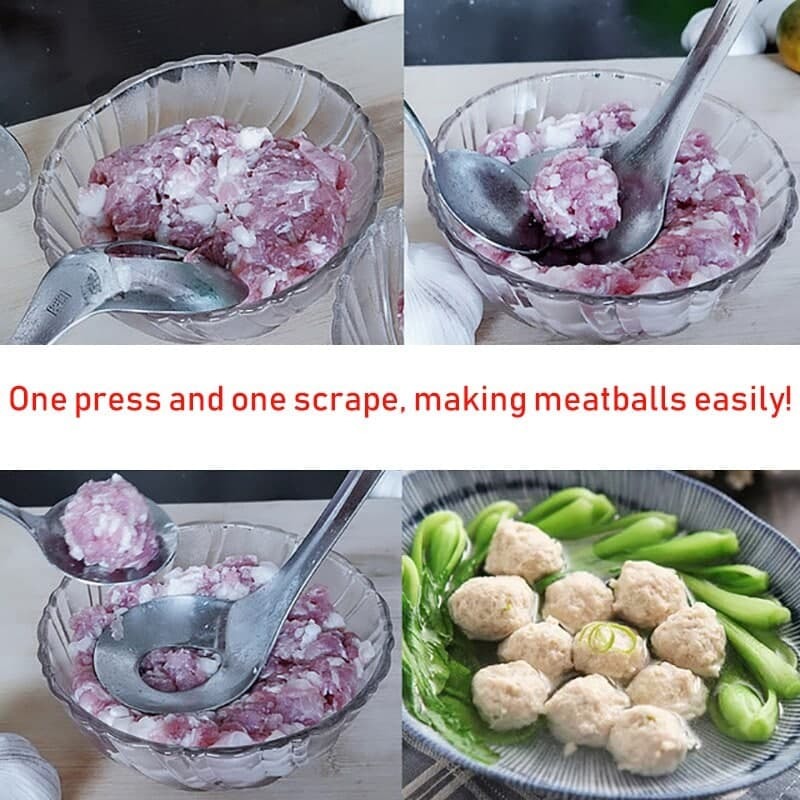 NON-STICK STAINLESS STEEL MEATBALL SPOON WITH HOLE