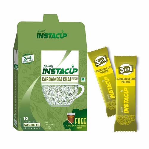Atlantis InstaCup Instant Cardamom Tea Premix Single Serve Sachet Pack