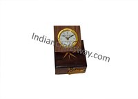Antique Brass Wooden Box Clock
