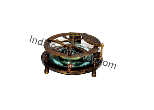 Antique brass sundial compass condenser lens 2 tone finish