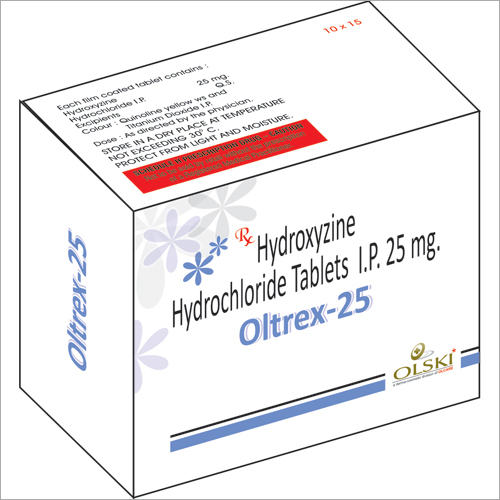 Oltrex-25 Tablets - 25 mg Hydroxyzine, Box Packaging | Anxiety Relief, Allergy Control, Sedation, Muscle Relaxation, Itch Relief