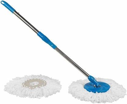 Mop Rod Stick Stainless Steel with 2 Refill 360 Degree Rotating Pole String Mop