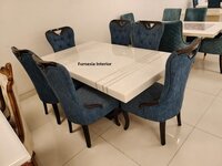 Modern Marble 6 Seater Dining Table - Chair Material: Wood
