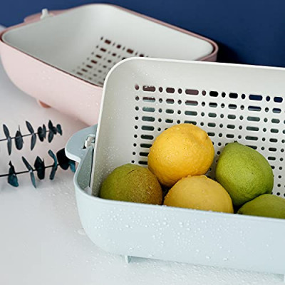 DOUBLE LAYER MULTI FUNCTION SINK STRAINER FRUIT VEGITABLE WASHING BOWL