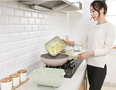 DOUBLE LAYER MULTI FUNCTION SINK STRAINER FRUIT VEGITABLE WASHING BOWL