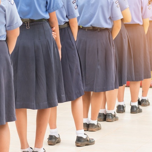 Girls school skirt uniform fabric polyester