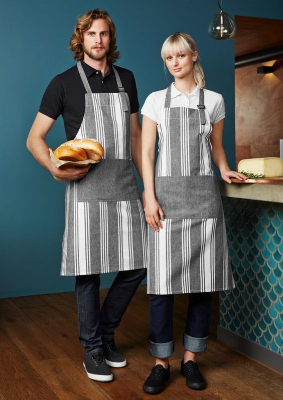 Striped chef uniform fabric polyester