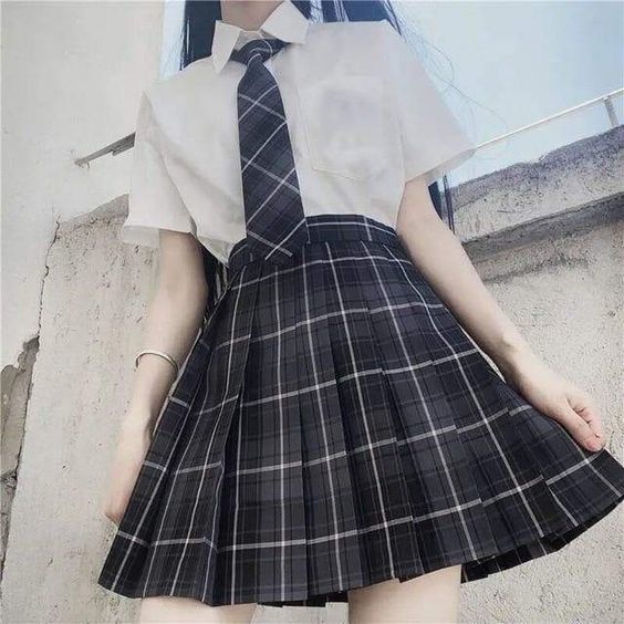 Check girls skirt uniform fabric polyester