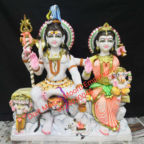 Shiva Parvati Family Marble Statue