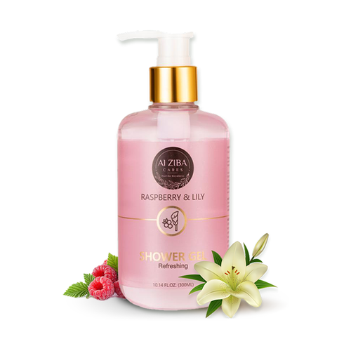 Raspberry & Lily Refreshing Shower Gel - 300ML | Herbal Liquid, Smooth Texture, 24 Months Shelf Life, Enhances Skin Smoothness and Tone