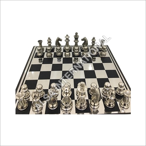 Chess Board With Metal Players