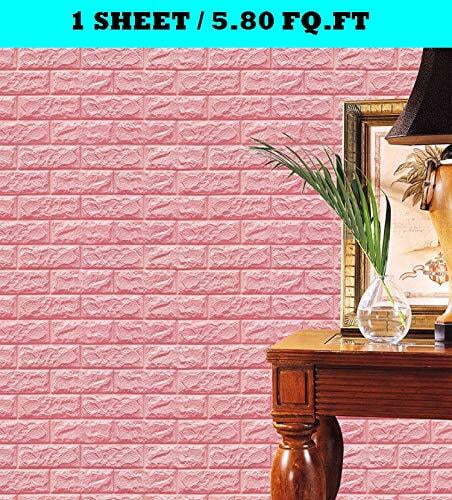 3DSelf Adhesive Pink Brick Wall Stickers By SEHRAWAT BROTHERS INTERIOR AND DECORATORS PRIVATE LIMITED