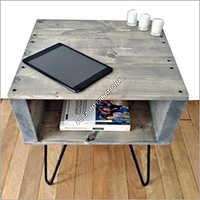 Wooden Table with Metal Stand