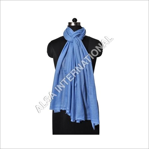 Blue Wool Nylon Plain Scarves