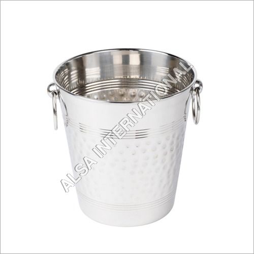 Silver Stainless Steel Hammered Wine Bucket