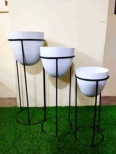 Egg Shaped Fancy Planters Set Of 3 Height: Pot Dia-17.5    Stand Size 51 X 17.5   43 X 17.5  36 X 17.5  Centimeter (Cm)