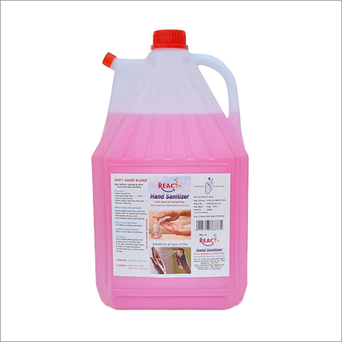 5 Ltr Pink Hand Sanitizer - Alcohol Liquid, 05 Liter Size, Pink Color | Suitable for All Ages, Personal Safety Care, 1-2 Years Shelf Life