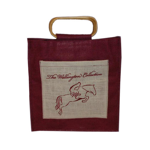 Available In All Color Oval Shape Cane Handle Jute Bag