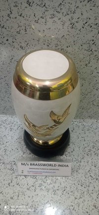 HIGH QUALITY WHITE GOING HOME BRASS CREMATION URN / ADULT URN FOR HUMAN ASHES