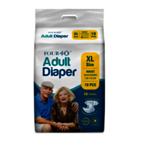 Four40 Adult Diaper Extra Large - Cotton, Xxl Size, White Color | 24 Elastic Strands, 3d Leak Guard, Super Soft Non-woven Material