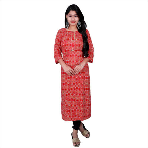 Washable Ladies Designer Viscose Kurtis