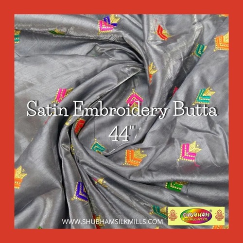 Satin Embroidery Butta Fabric