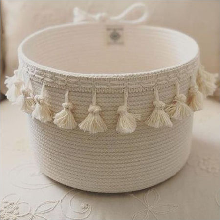 White Round Jute Basket