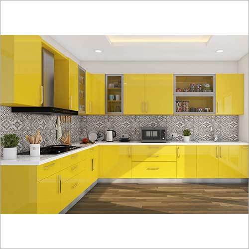 Glossy Laminate L Shape Kitchen