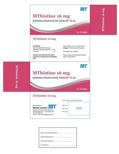 Betahistine 16mg