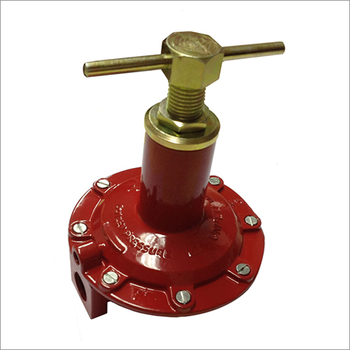 Industrial LPG Regulator - Brass and Steel, 150x100 mm, Red | 37 mbar Inlet Pressure, 28 mbar Outlet Pressure, 1.5 kg/hr Flow Rate, IS 12952 Compliance