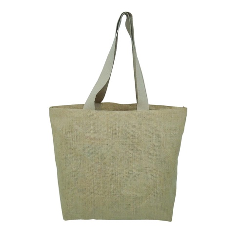 Non Laminated Jute Tote Bag With Cotton Web Handle