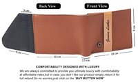 Mens Wallet PU Leather Tan-Black Tri-Fold Gents Purse