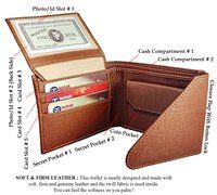 Mens Wallet PU Leather Tan Tri-Fold Gents Purse