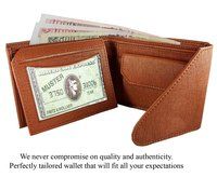 Mens Wallet PU Leather Tan Tri-Fold Gents Purse