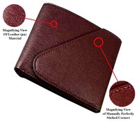 Mens Wallet PU Leather Brown Tri-Fold Gents Purse