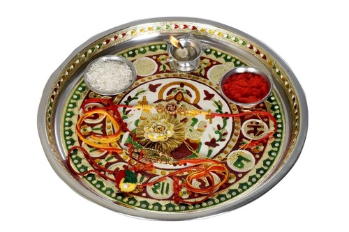 HOUSE HANDCAFTED DECORATIVE DESIGNER FESTIVAL ETHNIC STAINLESS STEEL POOJA THALI By CHEAPER ZONE