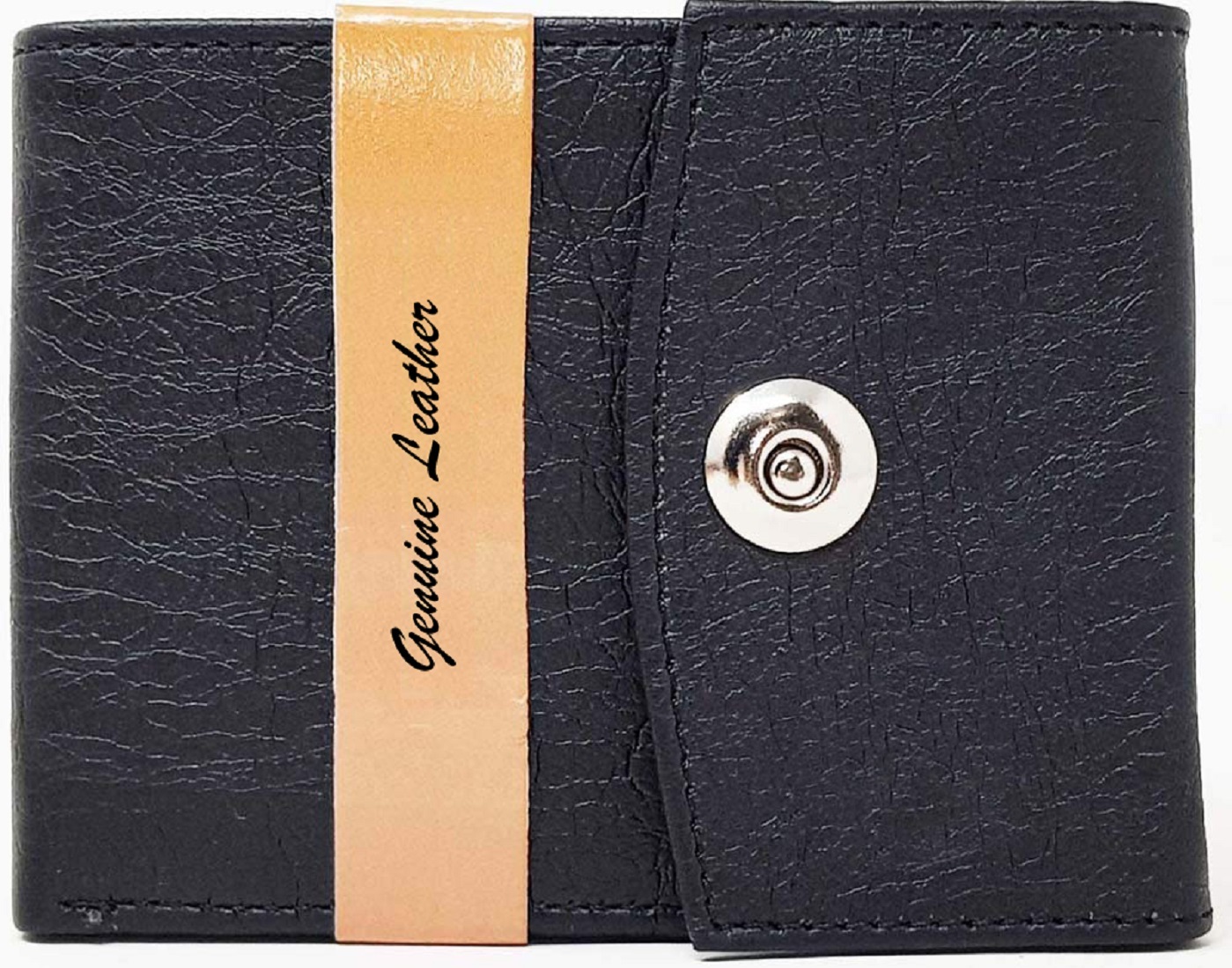 Mens Wallet PU Leather Black Tri-Fold Gents Purse
