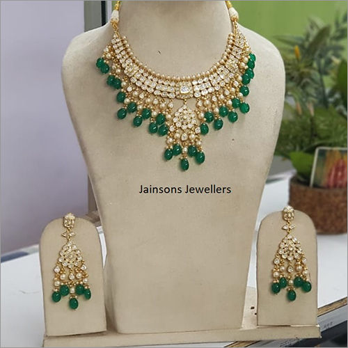 Green Kundan Diamond Polki Set