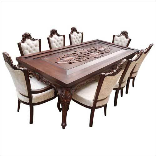 Wood Dining Table With Chair - Color: Brown