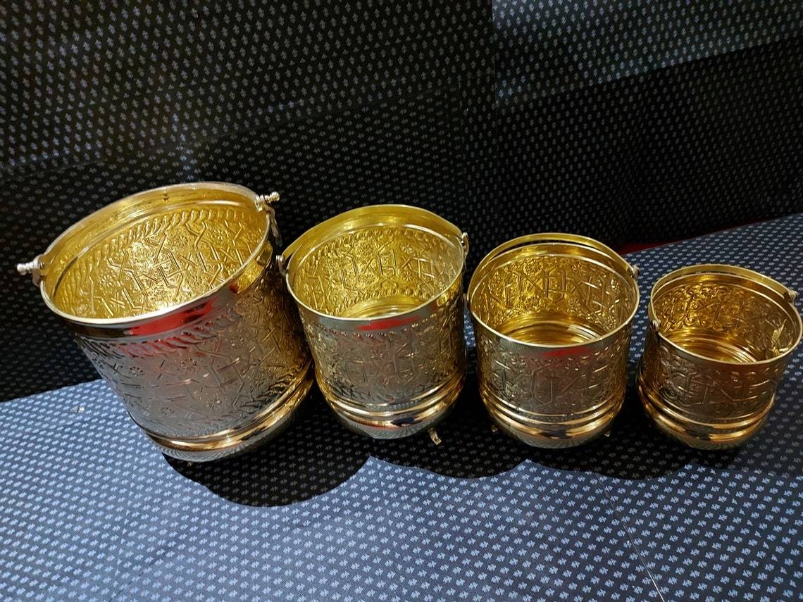 VINTAGE BRASS MOROCCAN SET OF THREE