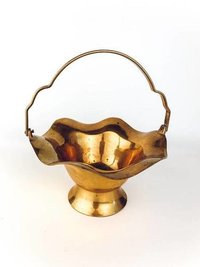 Vintage Basket Shaped Brass Planter